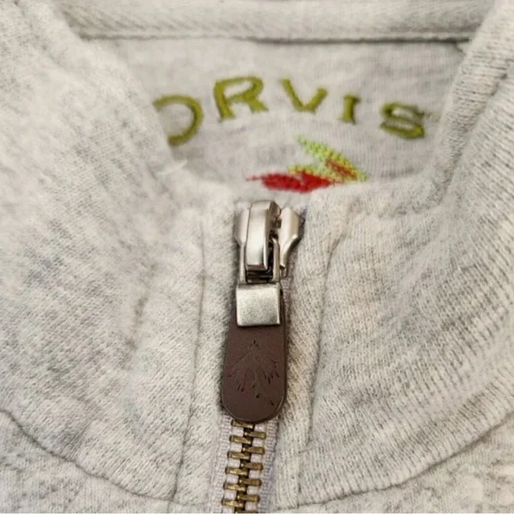 ORVIS Quarter-Zip Jacquard-knit Sweatshirt in Light Gray Size Small - Picture 9 of 11